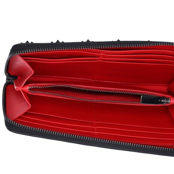 Christian Louboutin Long Wallet Black Leather Spike Stud Embellished - Picture 4 of 5